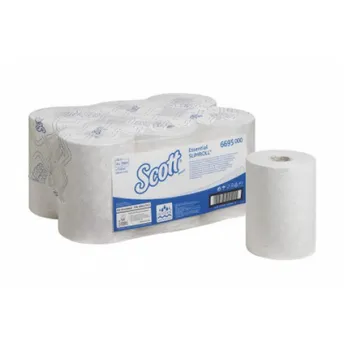 Полотенца бумажные Scott "Essential Slimroll" рулонные, 190м/рул, 1-сл, белые, 6 рул/уп, 6695