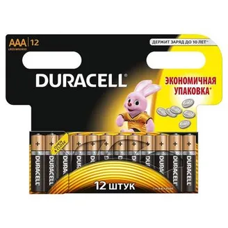 Батарейки мизинчиковые DURACELL "Basic" ААА/LR03-12BL, алкалиновые, 12шт/уп