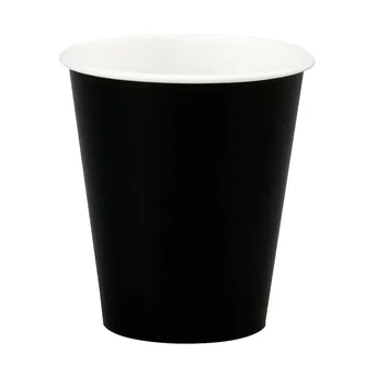 Стакан бумажный Ecocups 250мл, D80мм, 1-сл, без принта, черный, 50шт/уп