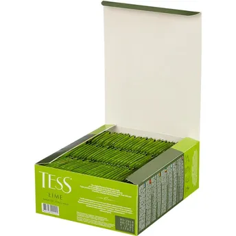 Чай зеленый TESS "Lime", пакетированный, с цедрой цитрусовых, в индивидуальной упаковке, 100шт/упак
