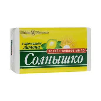 Мыло хозяйственное Солнышко 72%, 140г, лимон, в упаковке