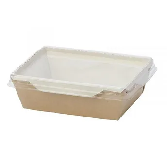 Салатник бумажный ECO OPSALAD 500, 165x120х45мм, 500мл, с крышкой, крафт, 300шт/уп