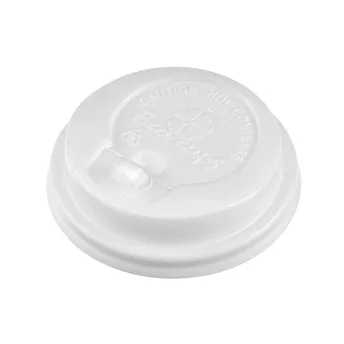 Крышка пластиковая для стакана Ecocups, D80мм, с носиком, белая, 100шт/уп