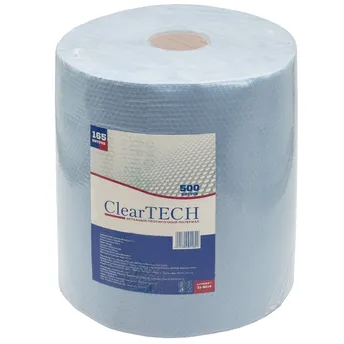 Материал протирочный нетканый ClearTECH в рулоне, 32х33см, 1-сл, синий, 500л/рул
