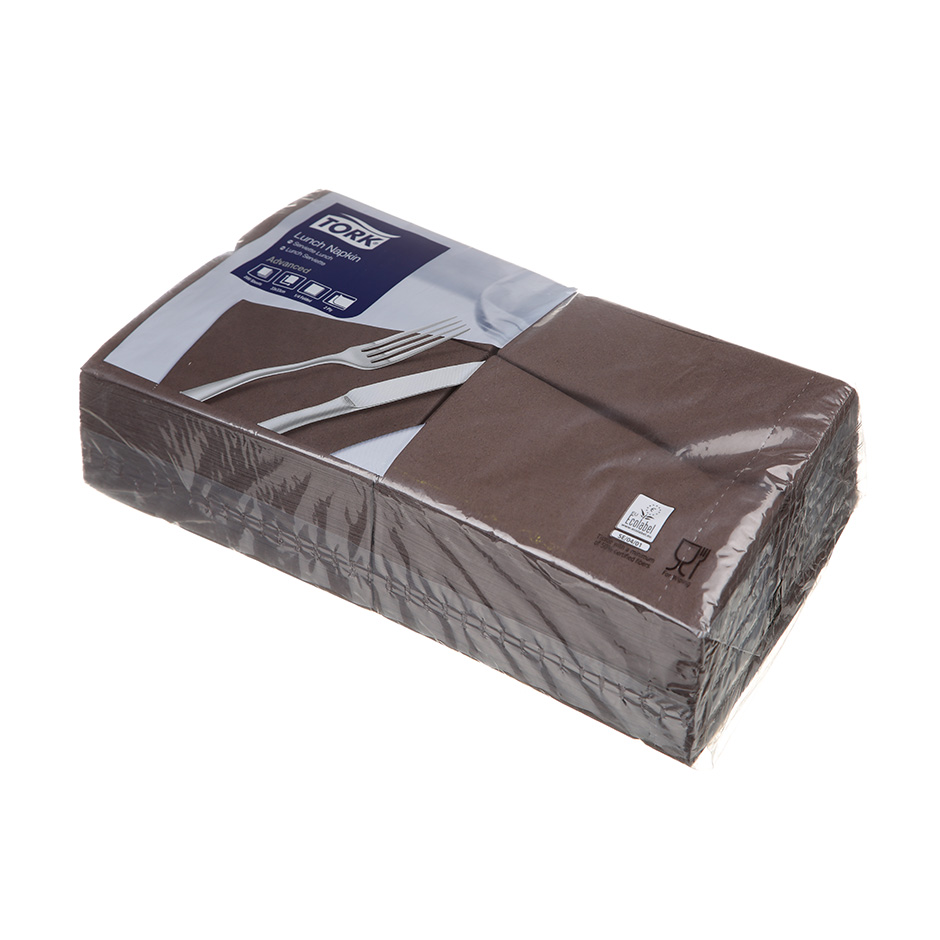 Салфетки бумажные Tork Advanced 33х33см, 2-сл, коричневые (шоколад), 200шт/уп, 477208