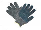Перчатки х/б, 1 пара, с ПВХ, 4 нити, 10 класс, точка, графит (серые)