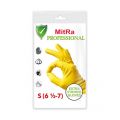 Перчатки резиновые Mitra (ex. Paclan Professional), 1 пара, размер S, желтые, с х/б напылением