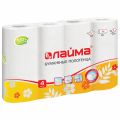 Полотенца бумажные ЛАЙМА рулонные, 18м/рул, 2-сл, белые, 4рул/уп