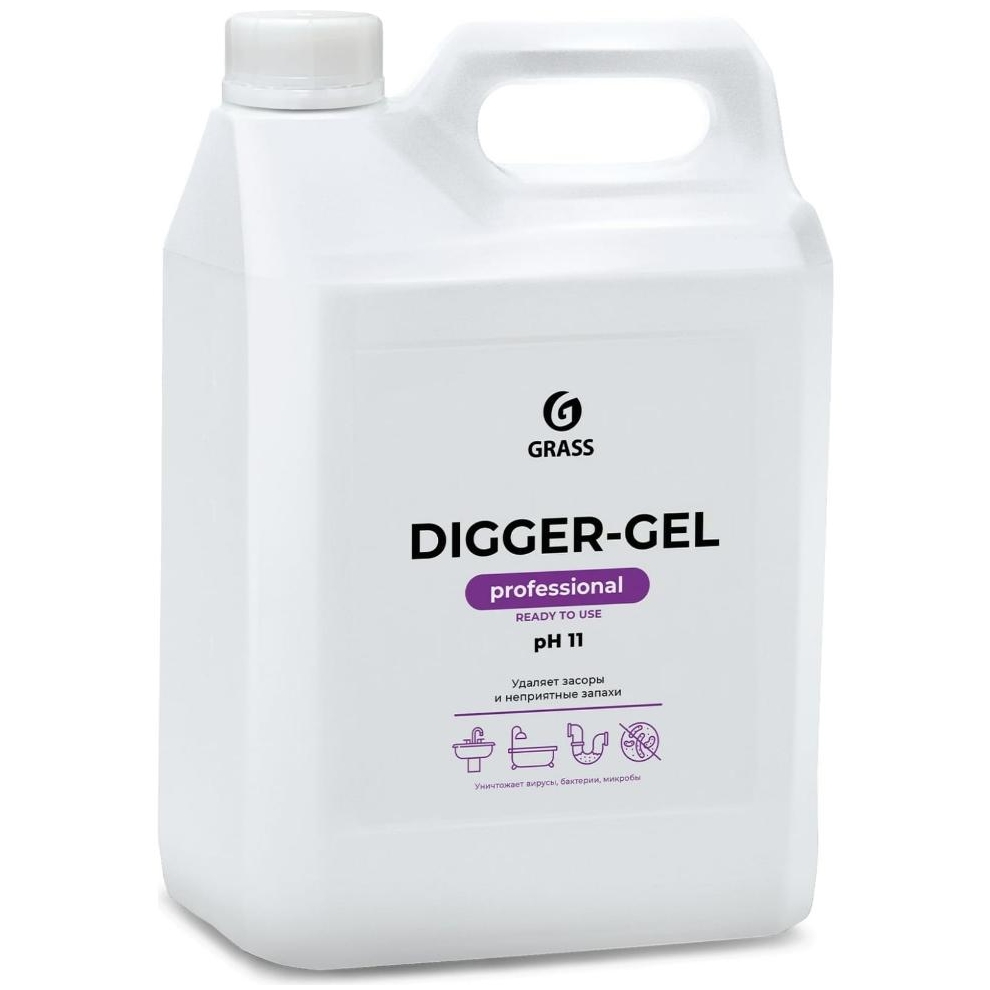 Средство чистящее для труб Grass Professional "DIGGER-GEL", 5,3кг, гель