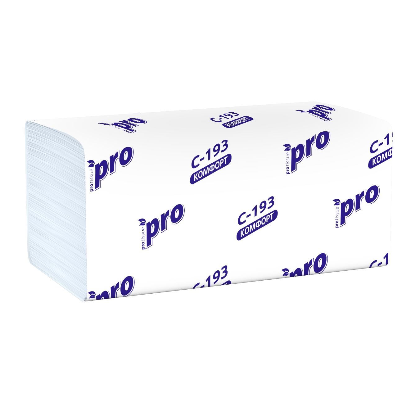 Полотенца бумажные PROtissue листовые, V-слож, 1-сл, белые, 250шт/пач, 20пач/кор, С193